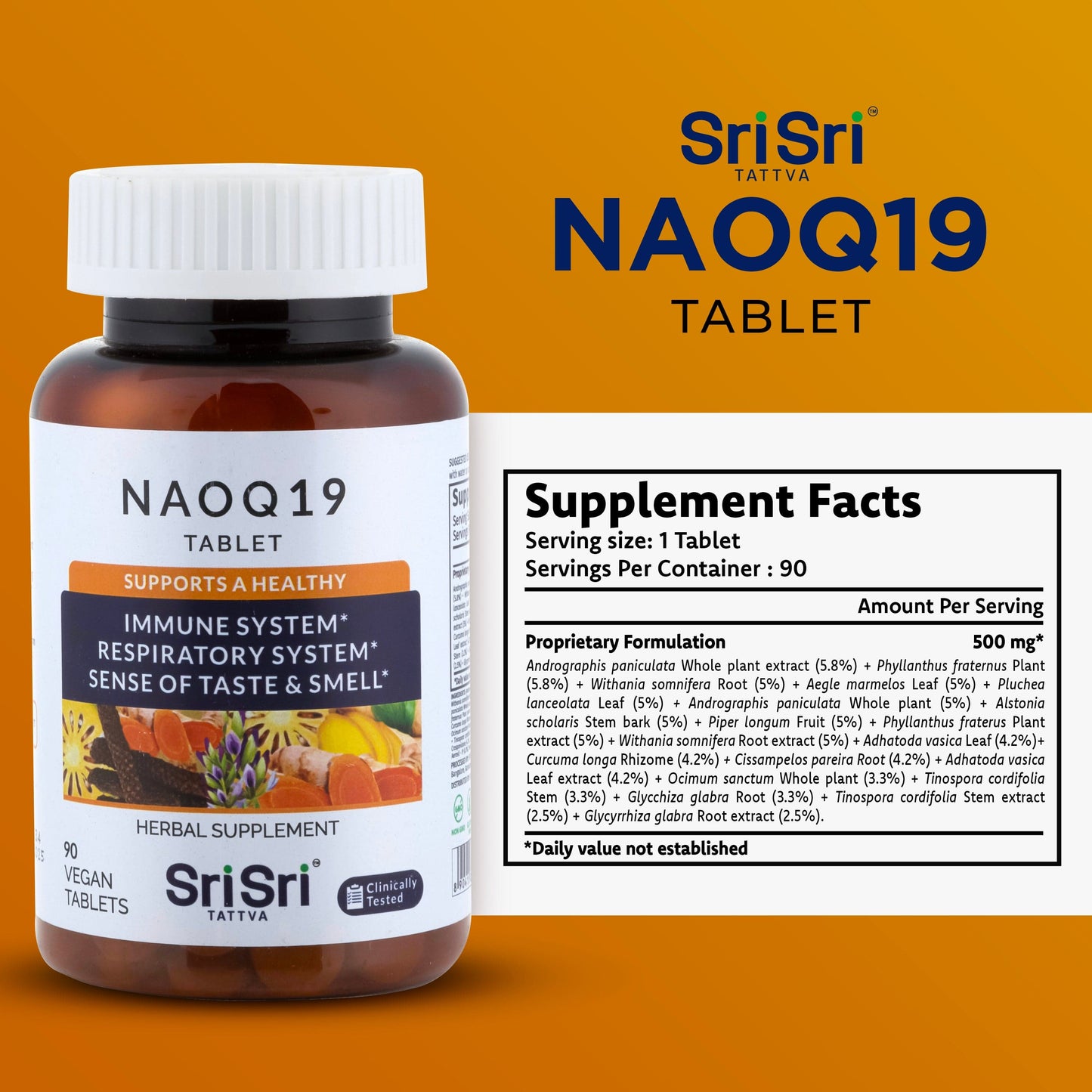 Sri Sri Tattva Herbs NAOQ19 - Immunity Booster | 90 Tabs | 500mg