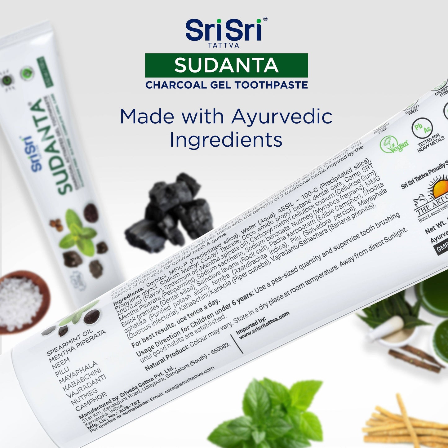 Sri Sri Tattva Cosmetics Sudanta Toothpaste Charcoal Gel