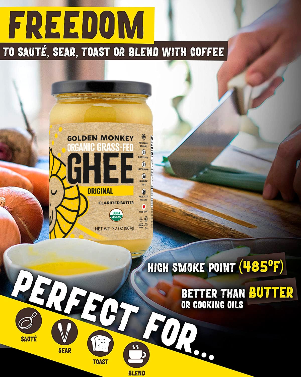 Golden Monkey Ghee Butter Clarified 100% Organic- Shop Now! – Sri