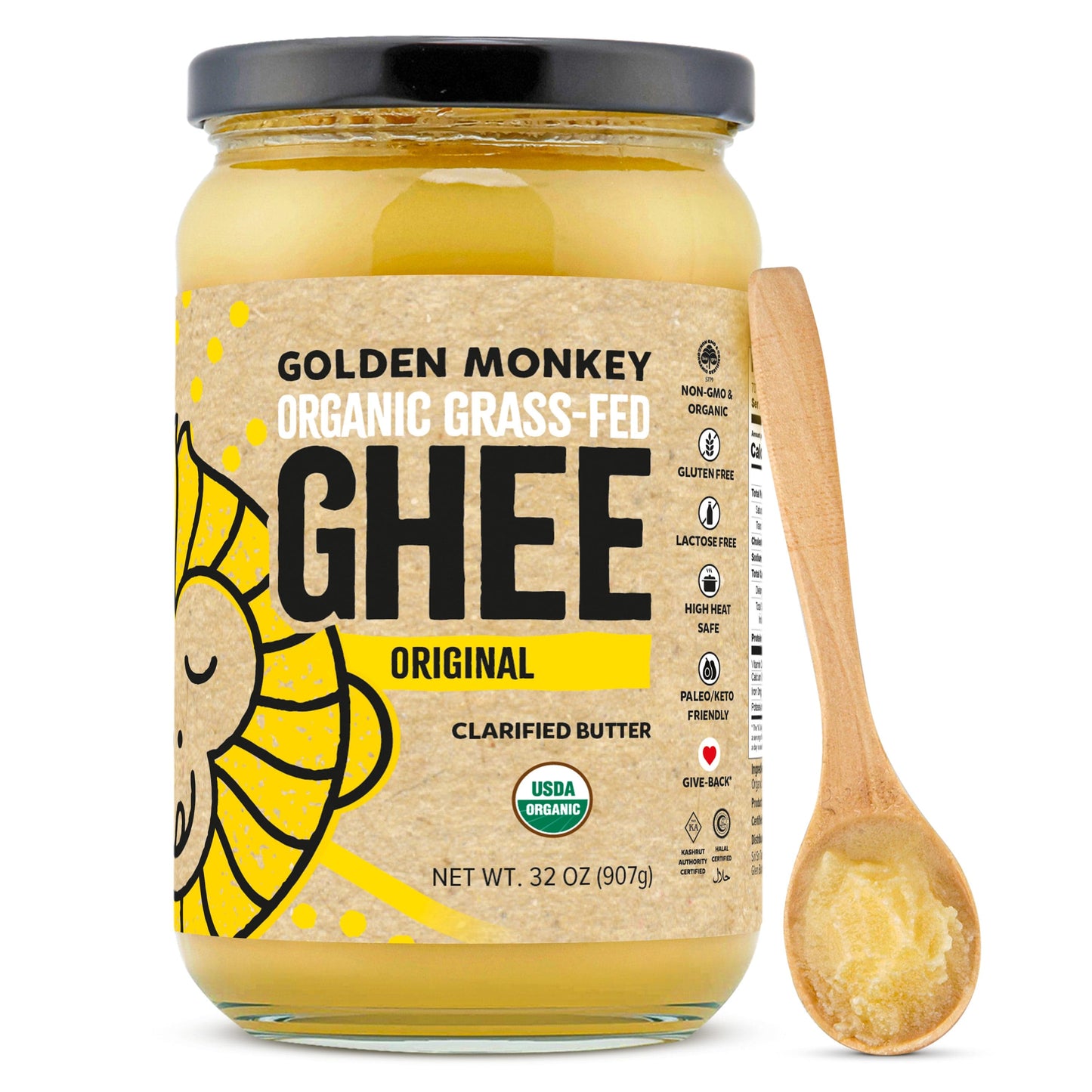 Sri Sri Tattva Food 32 OZ Ghee Golden Monkey Ghee (Clarified Butter)