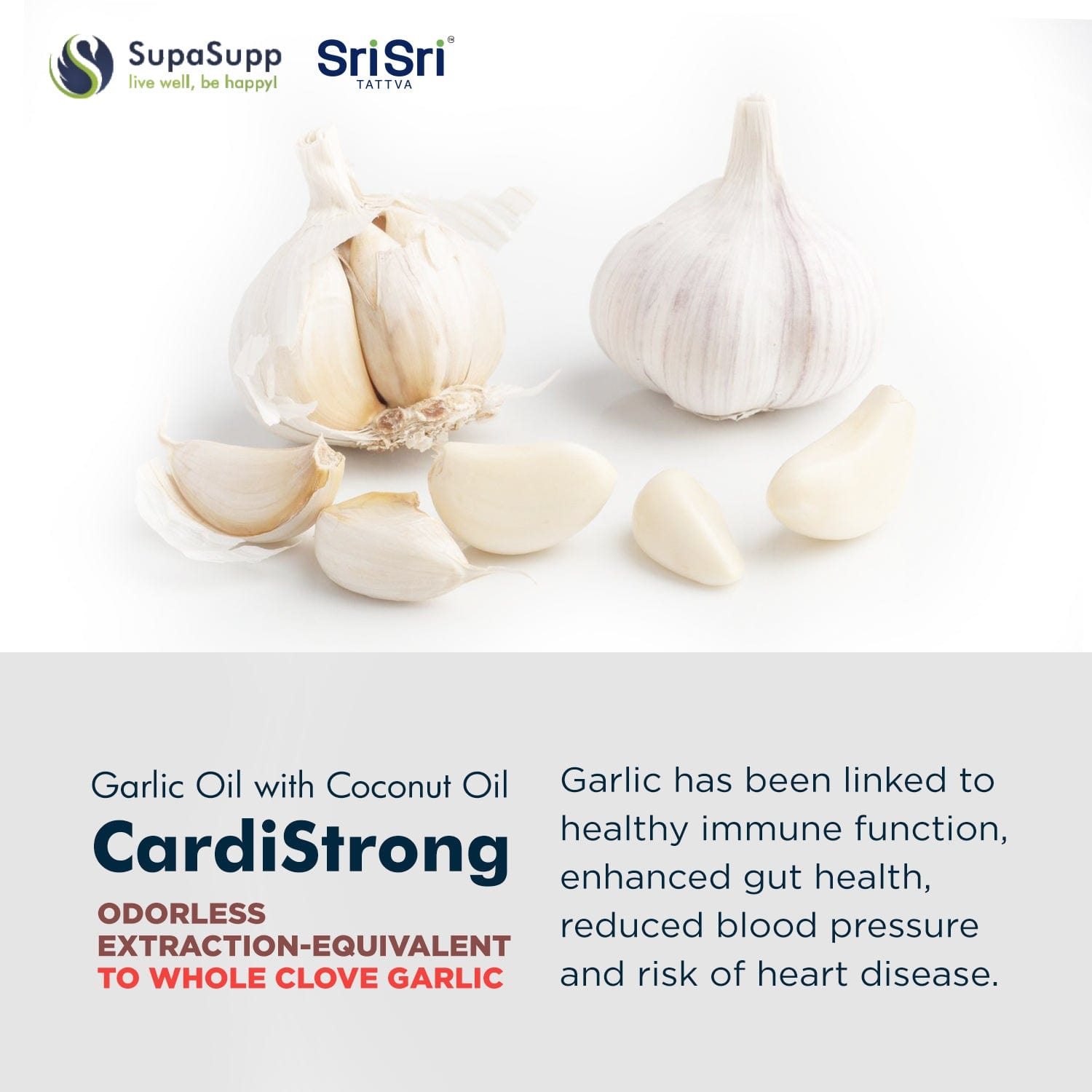 Sri Sri Tattva Herbs CardiStrong Garlic & Coconut Oil Capsules
