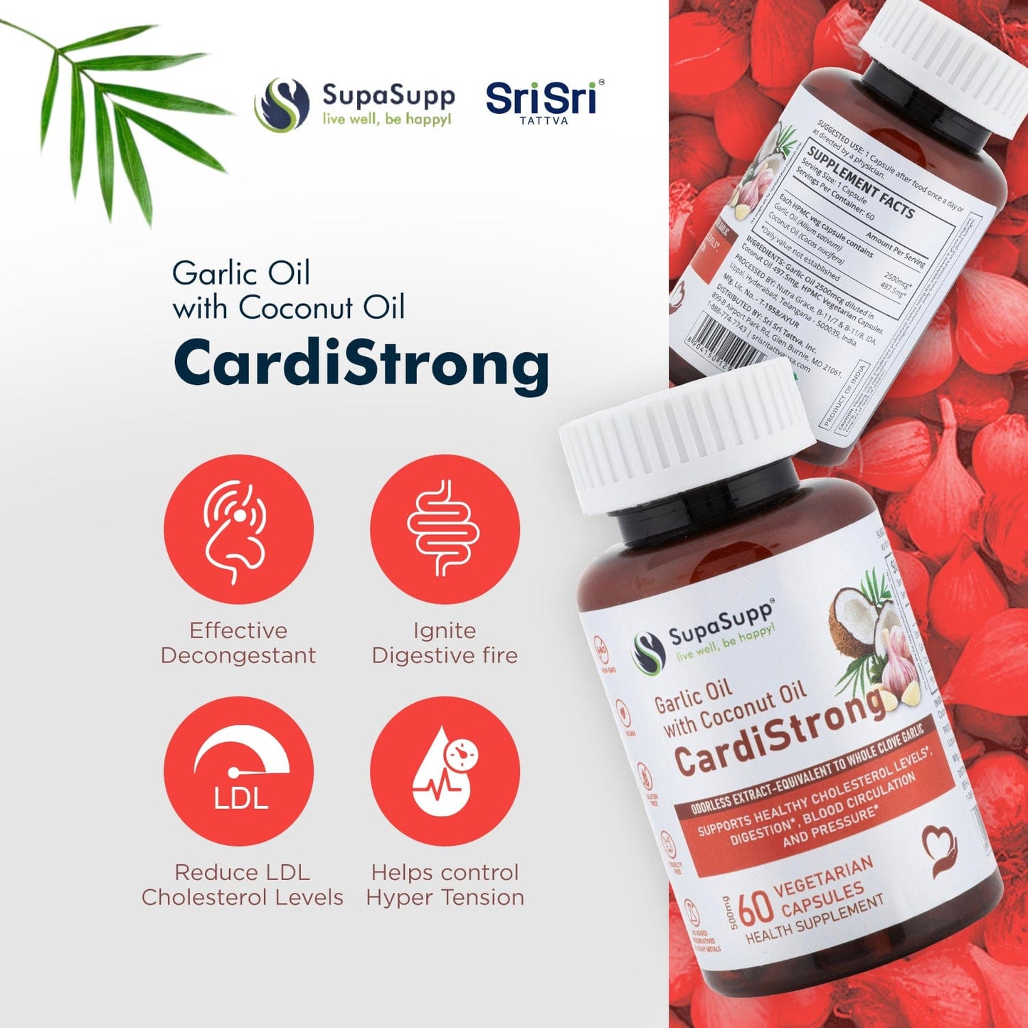 Sri Sri Tattva Herbs CardiStrong Garlic & Coconut Oil Capsules