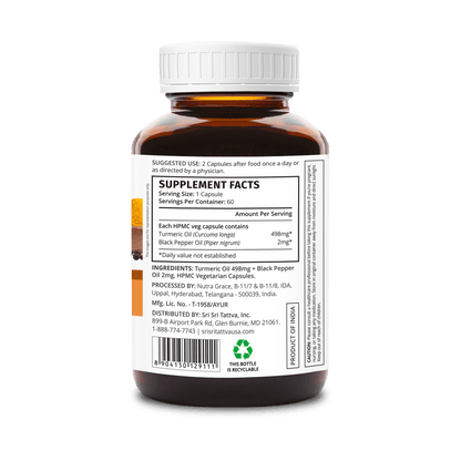 Sri Sri Tattva Herbs Curcuwin Quick Action Bioperine Oil