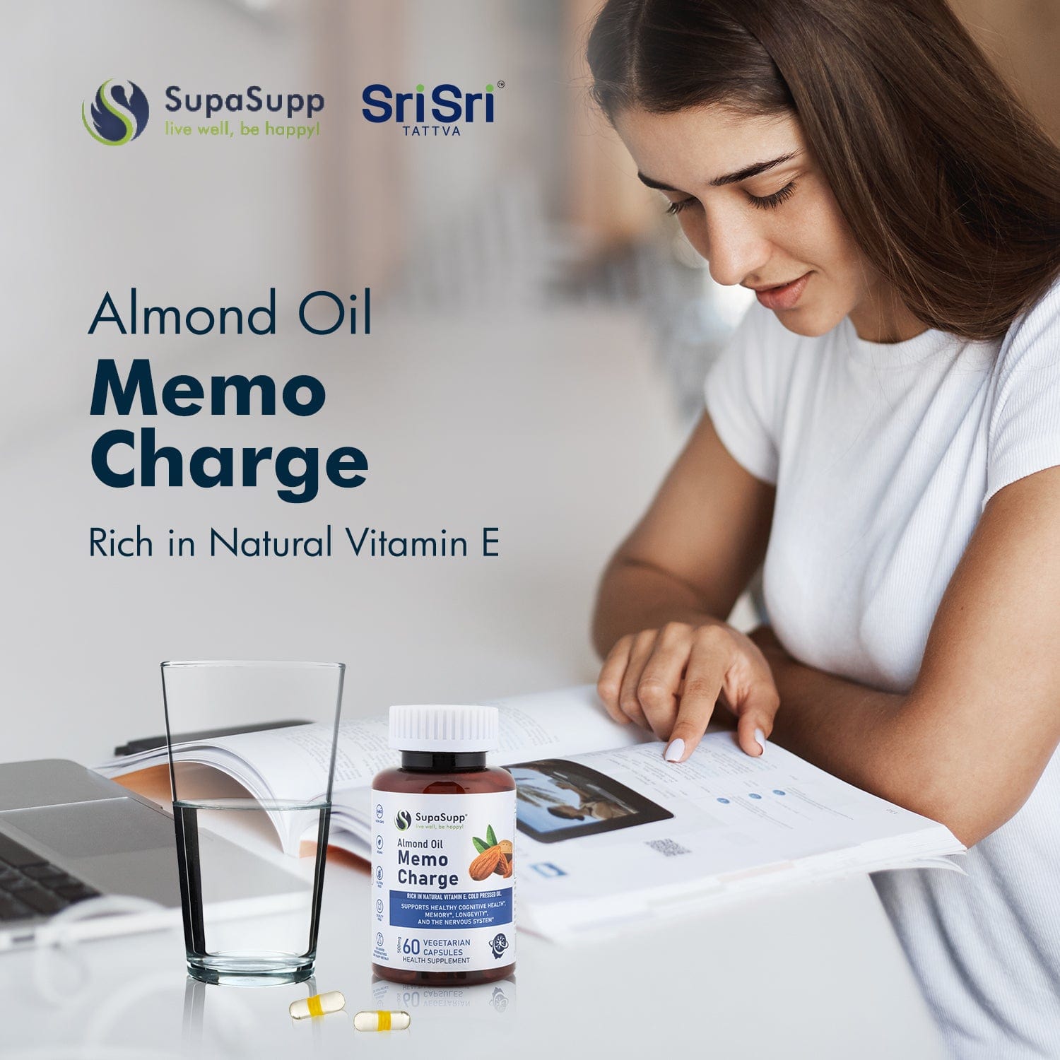Sri Sri Tattva Herbs Memo Charge- Almond Oil Cap