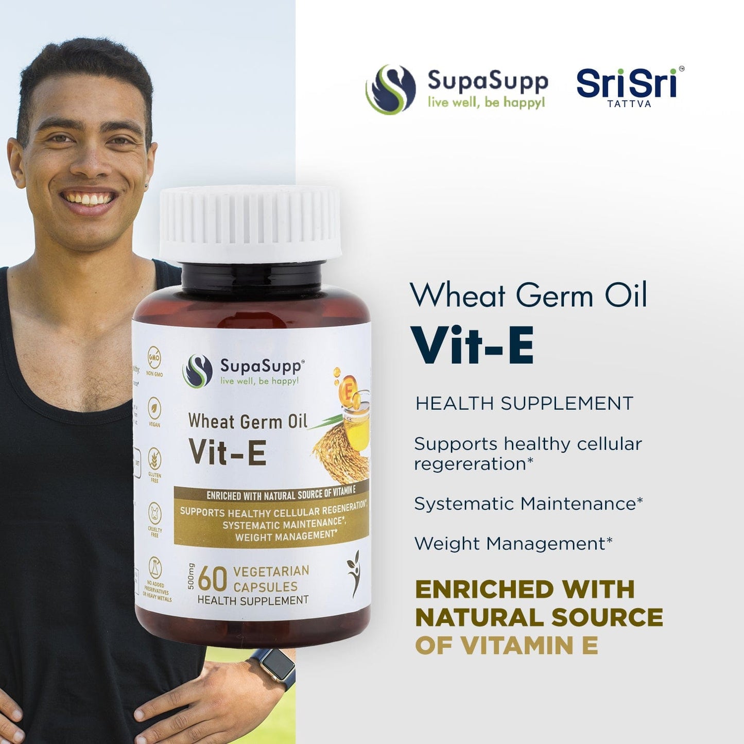 Sri Sri Tattva Herbs Vitamin E- Wheat Germ Oil Capsules