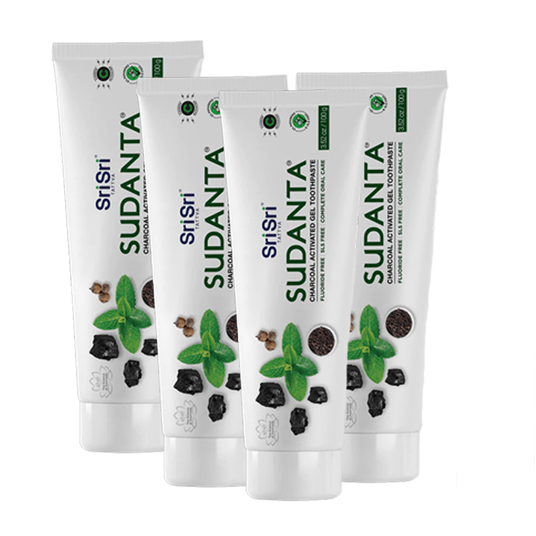 Sri Sri Tattva Cosmetics Pack of 4 Sudanta Toothpaste Charcoal Gel